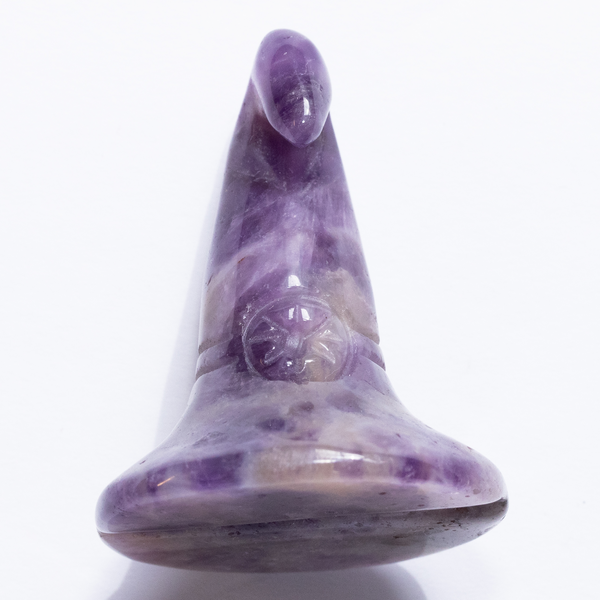 amethyst crystal witch hat purple stone hand carved magic gift witchy genuine natural semiprecious stone