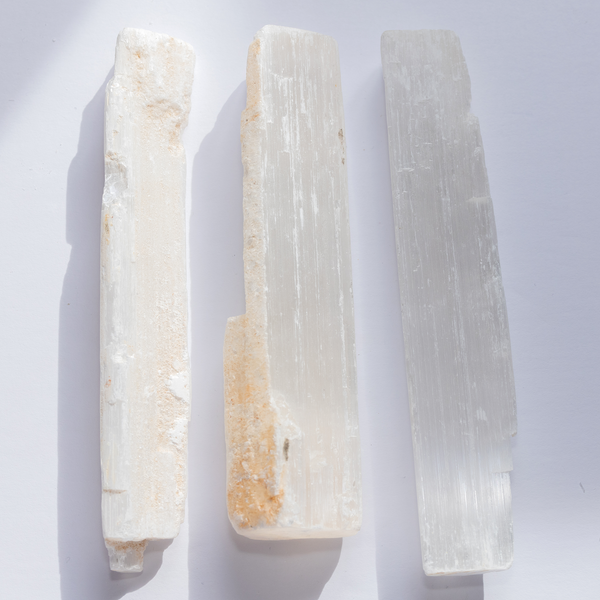 rough raw selenite crystal wand semiprecious crystals for protection cleansing crystals white natural stick bark