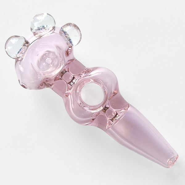 pink glass hand pipe round donut center smoking accessories