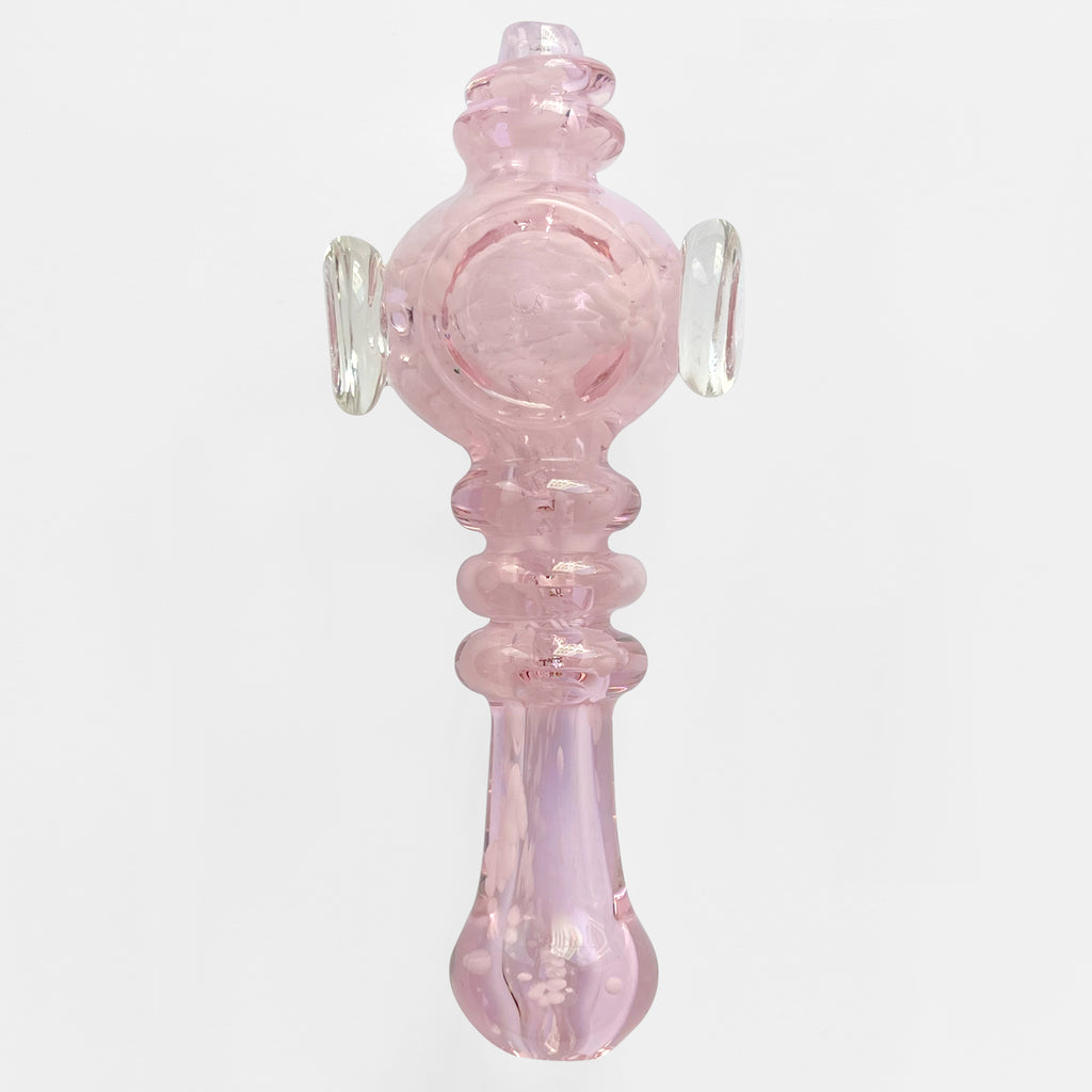 pink glass hand pipe pointed cone top carb tip hand blown glass smoking accessories