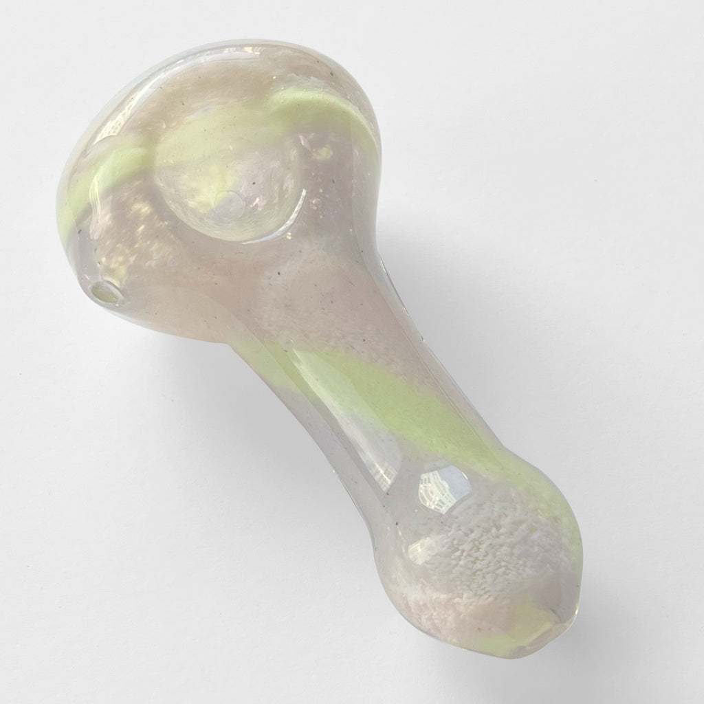 fritted glass hand pipe for smoking mint green swirl pastel pink purple fritted handmade