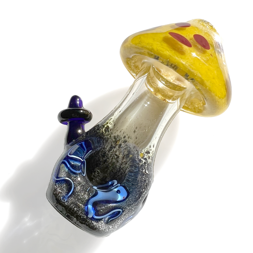 down the rabbit hole pipe smoking glass mushroom hand blown glass trippy aesthetic shroom smoking accessories