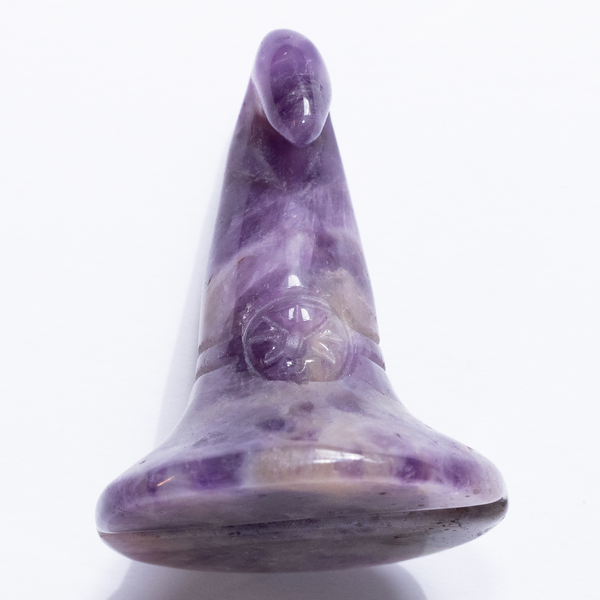 amethyst crystal witch hat purple stone hand carved magic gift witchy genuine natural semiprecious stone 