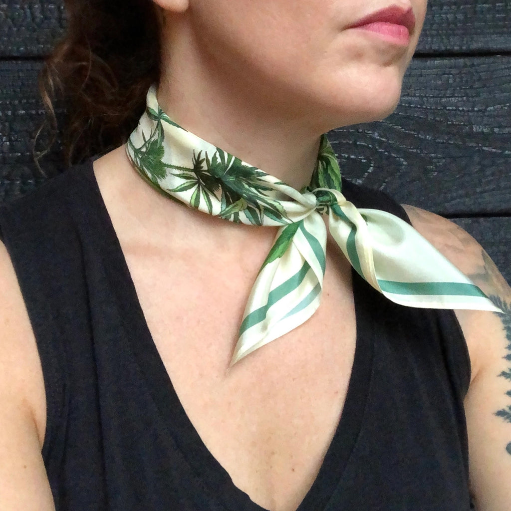 Silk Botanical Cannabis Print Scarf