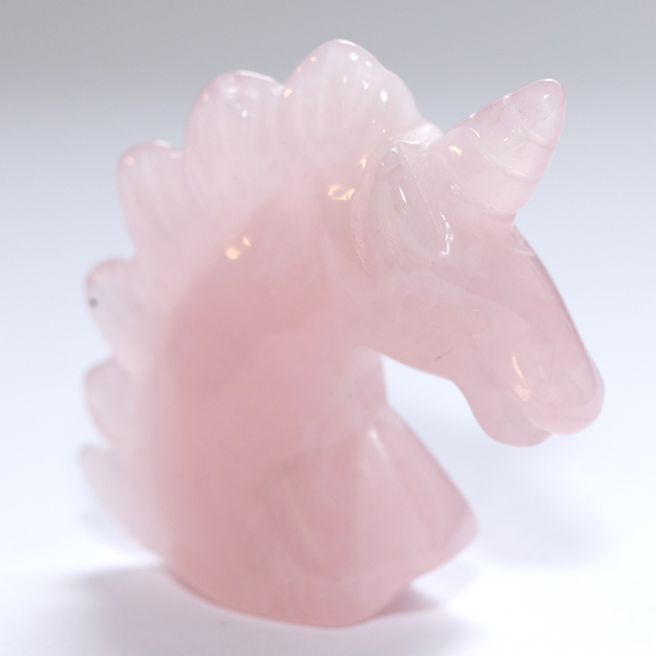 rose quartz crystal unicorn carved stone genuine semiprecious pink magic